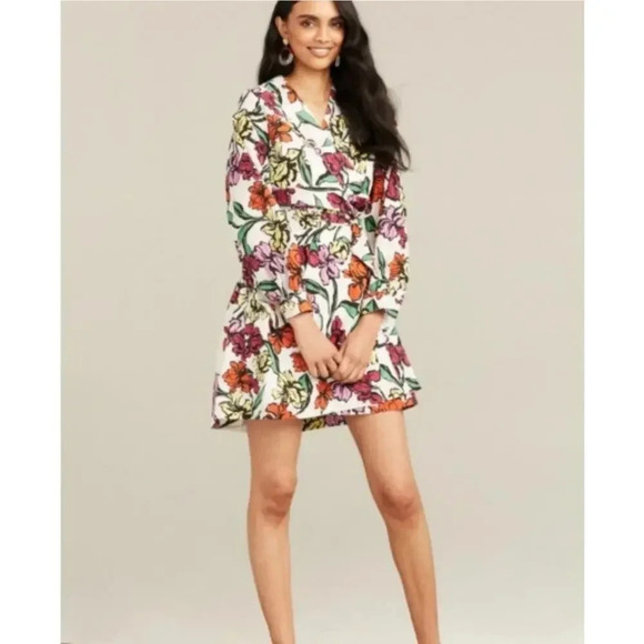 Roller Rabbit Jorales Bibianna wrap Dress size M knee length floral - Picture 1 of 10